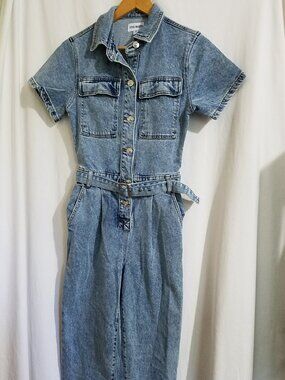 Steve Madden Medium Wash Denim Jumpsuit | XXS | NWT | Belted